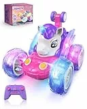 Kiztoys Ferngesteuertes Auto Mädchen ab 3 Jahre – Einhorn Geschenke für Mädchen, RC Stunt Auto Spielzeug mit LED Lichtern, Einhorn Geschenk ab 3 4 5 6 Jahren