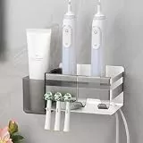ALOCEO Zahnbürstenhalter Elektrische Zahnbürste mit 3 Haken, Edelstahl Badezimmer Zahnbürstenhalter ohne Bohren Wand, Silber