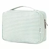 Narwey Kulturtasche Damen - Kulturtasche Zum Aufhängen, Kulturbeutel für Damen & Herren Kosmetiktasche - Waschtasche (Mintgrün gestreift)