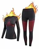 NOOYME Thermounterwäsche Damen Atmungsaktiv Thermowäsche Set Funktionswäsche Anti-bakteriell und Flexibel Skiunterwäsche Warme Unterwäsche für zu Hause und Sport im Herbst Winter