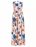 GRACE KARIN Elegante Kleider Damen Ärmellos Böhmisch Blumenkleid Lang Freizeitkleider mit Taschen Maxi Strandkleider cl224-54 M