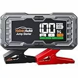 YaberAuto 6000A Starthilfe Powerbank, Auto Starthilfe Powerbank für Pkw (10.0L Benzin und 9.0 Diesel), 12V Tragbare Auto Starthilfe mit 3.3' LCD Bildschirm und 450 Lumen Notlicht, YA100