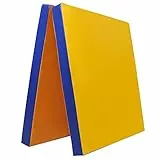 Klappbare Turnmatte – RG 22 kg/m³ – faltbare Matte für Gymnastik, Kinderturnen & Training – weiche Bodenmatte (Gelb - Blau, 200 x 100 x 8 cm)