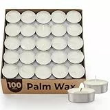 Ashlux Unscented Palm Teelichter 100 Pack Bulk, 4.5 Stunden lang brennende weiße Teelichter, Non-Paraffin, rauchfrei, Mini Teelicht Kerzen für Hochzeit, Tisch Centerpiece, Party, Stromausfälle