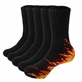 Josnown Thermosocken Herren Warme Wandersocken Dicke Wollsocken Atmungsaktive Gepolsterte Stiefelsocken Wintersocken Laufsocken Outdoor Socken 5 paar Größe 39-45