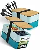 Moritz & Moritz 2er Set Bento Box Kinder in Blau - Perfekte Lunchbox für Kinder und Erwachsene - Brotdose mit Fächern - Ideal für die Arbeit, Schule und unterwegs