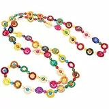 PRETYZOOM Ethnische Halskette, lang, bunt, rund, Perle, Vintage, handgefertigt, Boho, Schmuck für Damen, Muttertag. Agarwood, Harz., ., Hochwertiges Holz, Kokosnussschale, Seil, Kunstharz.