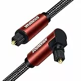 SOUNDFAM Optisches Audiokabel 3M, Abgewinkelt Toslink Kabel 90 Grad Digitales Optisches Kabel 360° Drehung Rechtwinkliger Stecker für Soundbar, TV
