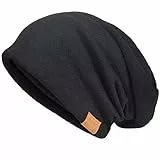 VECRY Herren Baumwolle Mütze Strickmützen Slouch Beanie Schädel Cap Winter Sommer Hüte (Schwarz)