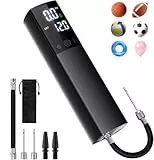 Elektrische Ballpumpe, tragbare automatische Ballpumpe für schnelles Aufpumpen von Bällen mit präzisem Manometer und digitalem LCD-Display für Basketball, Fußball, Volleyball (2 Nadeln und 1 Düse)