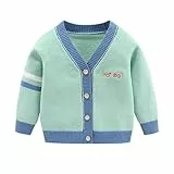 Fnaobai Kleinkind Baby Jungen Strickjacke kleine Jungen V-Ausschnitt Baumwolle Pullover Kinder Lange Ärmel Jacke Stricken Knopf Up für Herbst Winter
