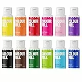 Colour Mill Oil Blend Kickstarter Lebensmittelfarben auf Ölbasis - Lebensmittelfarben: Yellow, Orange, Red, Hot Pink, Baby Pink, Purple, Blac, Chocolate, Forest, Lime, Sky Blue, Royal - Set/12