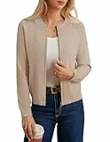 GRACE KARIN Damen Freizeit Casual Strickjacke Reißverschluss Zip Up Cardigan Lange Raglanärmel Vintage Retro Strickwaren Khaki L