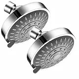 2 Stück Duschkopf Regendusche Einbauduschköpfe Regen Duschkopf Kopfbrause Duschbrause Rund Schwenkbar Kopfbrause, 5 Strahlarten (Silber)