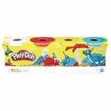 Hasbro Play-Doh-Set 4er Pack Grundfarben Knetmasse, Modelliermasse für fantasievolles und kreatives Spielen, Kunstzubehör für Kinder ab 2 Jahren, in den Farben blau, gelb, rot und weiß