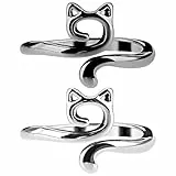 YUXIANLB 2 St Häkelring Für Finger, Metall Häkelring Katze, Verstellbare Strickring, Offene Garnführung Häkelringe, Geflochten Schnelleres Stricken Fingerhut Zubehör, für Häkeln Mutter Oma Geschenke