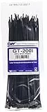 GW Kabelbinder-Technik, Kabelbinder 202 x 3,6 mm, schwarz, 100 Stück, GT-200IBC