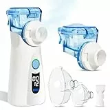 Inhalationsgerät, Bowfar Leise Inhaliergeräte mit 2 Medizinbechern für Erwachsene Kinder, Partikelgröße 2-5µm, Wiederaufladbare Tragbare Ultraschall Nebulizer Inhalator Vernebler Inhaliergerät-Blau