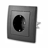 FLAIR Steckdose anthrazit, 250V~/16A, Unterputz,mit Rahmen, Schraubanschluss