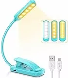 Leselampe Buch Klemme, TEAMPD Buchlampe mit 10 LEDs, 3 Farbtemperatur Modi, Stufenlose Helligkeit Augenschutz Klemmlampe, USB Wiederaufladbare Klemmleuchte,360° Flexibel für Nachtlesen ins Bett,Reisen