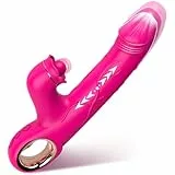 Rabbit Vibratoren mit Klitorisstimulation Vibration für Frauen, Dildo Vibrator Klitoris Stimulator für Sie G Punkt Sex Spielzeug für die Damen 10 Vib/Leck/Teleskop Analvibrator Erotik für Paare