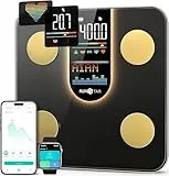 Runstar Körperwaage, Körperfettwaage, Digitale Personenwaage mit 8-in-1-VA-Display für Körpergewicht, Herzfrequenz, BMI, Körperfett und Analyse von 22 Körperparametern, mit App-Synchronisierung