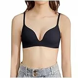 Damen BH ohne Bügel Bequemer Nahtloser BHS Trägerverstellbarer Softschalen BH Minimizer-BHS Seamless Push Up Tshirt BH Soft Baumwolle Klassischer BH Schwarz XS