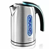 Cecotec Elektrischer Wasserkocher ThermoSense 270 Stahl. 1,7 Liter, BPA-frei, 2200 W Leistung, 360º-Sockel, herausnehmbarer Anti-Kalk-Filter, doppeltes Sicherheitssystem, Edelstahl, Silber