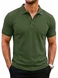 Runcati Herren Poloshirts Kurzarm Sommer T-Shirt Männer Einfarbig Golf Sport Baumwolle Poloshirts Basic Regular Fit Polohemd Armeegrün XL