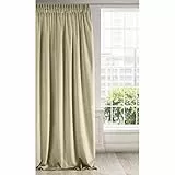 Eurofirany RIA Blickdicht Samtvorhang mit Kräuselband -1 Stk. Einfarbig Thermogardine, Verdunklungsgardine, Wohnzimmer, Schlafzimmer, Lounge, 290 g/m2, 140x270 cm, Beige