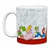 Paladone Super Mario Bros Offiziell lizenzierte Nintendo-Kaffeetasse, nostalgische Spieler-Symbol-Geschenk für Sammler von Luigi, Yoshi und Princess Peach, 300 ml, Weiß