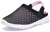 Hausschuhe Damen Sommer Pantoletten Mesh Clogs Atmungsaktiv Gartenschuhe mit Rutschfest Weiche Sohle Freizeit Sandalen,Pink,39 EU