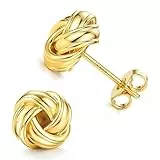 JeweBella Ohrstecker Gold für Damen Mädchen 14 Karat Vergoldet 925 Sterling Silber Pfosten Liebesknoten Ohrringe Gold/Silber