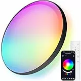 Oraymin 24W LED Deckenlampe mit Fernbedienung, 2700K-6500K Deckenleuchte mit APP-Steuerung, 16 Millionen DIY Farben Schlafzimmerlampe, LED Lampe für Wohnzimmer, Kinderzimmer, Ø30CM