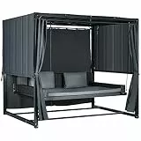 Outsunny Hollywoodschaukel mit Pergola, wetterbeständige Gartenschaukel mit Kissen, Schaukelbett für Balkon, Garten, 235 x 180 x 210 cm, Dunkelgrau