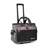 C.K Magma Werkzeugtrolley für Techniker, Rollender Werkzeugkoffer mit 30 Taschen, Teleskopgriff, Rollen, A4-Fach, roter Innenausstattung, abschließbarem Reißverschluss, 500 x 300 x 400 mm, CK MA2650