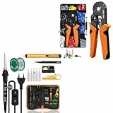 13 in 1 Lötkolben Set 80W LCD Einstellbar Temperatur 180-520°C Lötkolben + Crimpzange Aderendhülsen Set mit 1250 Aderendhülsenzange
