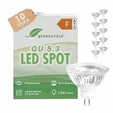 greenandco 10x GU 5.3 LED Spot 12v | MR16 GU5.3 | ersetzt 35W | warmweiß 2700K | 3W 300 lm | 38° Abstrahlwinkel | flimmerfrei | COB LED Spot | 12V AC/DC | nicht dimmbar