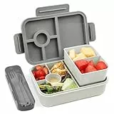 Bugucat Brotdose Kinder mit Fächern 1300ML,Lunchbox Kinder Auslaufsicher mit 5 Fächern,Bento Box Lunchbox mit Fächern für Erwachsene,Vesperdose Frühstücksbox für Mädchen & Jungen BPA-Frei Grau