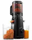 TUUMIIST Entsafter‚ Slow Juicer mit 135mm Extra Großem Einfüllschacht, Entsafter Gemüse und Obst Testsieger anwendbar Ganzes Obst und Gemüse, Saftpresse BPA-Frei, Glanzschwarz