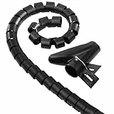 Kabelschlauch, flexibel, 1,5m (30mm, universal, Spiralschlauch, ideal als Kabel Organizer, für Kabel an Schreibtisch, Fernseher, Computer etc., kürzbar, mit Einziehwerkzeug) schwarz