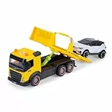 Dickie Toys - ADAC Abschleppwagen (22 cm) - großer Volvo Spielzeug-Truck mit Friktion und beweglicher Ladefläche inkl. kleinem Auto mit Freilauf - Spielzeugauto-Set für Kinder ab 3 Jahre