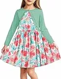 Arshiner Mädchen Kleider Bolero Kinder Ärmelloses Kleid mit Strickjäckchen Set Baumwolle Festliche Freizeit Kleid für Kleine Mädchen 4-5 Jahre 110