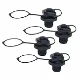 Schlauchboot Ventil, 4 Stück Ersatzventile für Paddel Schlauchboot und SUP Ventil, 22mm Schwarz mit DREI-Ring-Deckel, Ideal für Notfallreparaturen und Wartung von Aufblasprodukten