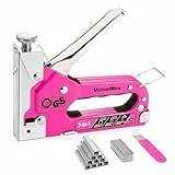 ValueMax 3-in-1 Handtacker Set mit 2000 Klammern- TÜV GS geprüft- Rosa Profi Tacker für Holz, Typ 140/28/8 Tackerpistole mit einstellbarer Schusskraft für Dekoration, mit Klammerentferner