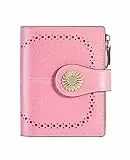 UNOSEKS Geldbörse Damen - Portemonnaie Damen Klein mit RFID Schutz Blocking - Echtem Leder Dreifach Geldbeutel Damen Klein Portmonee Damen (Rosa)