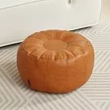 Louis Donné Runde Fußstütze, ungefüllt, dekorativer Ottomanbezug, Kunstleder, Pouf, Aufbewahrung, Fußstützenbezug für Wohnzimmer, Balkon, Büro, Outdoor (nur Bezug)(Orange)