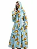 JOJJJOJ Übergroße Hoodie Decke mit riesiger Tasche Sweatshirt Decke für Damen und Herren Einheitsgröße Pizza