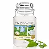Yankee Candle Duftkerze im Glas (groß) | Clean Cotton | Kerze mit langer Brenndauer bis zu 150 Stunden | Perfekte Geschenke für Frauen