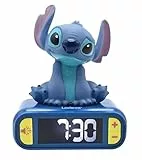 Lexibook, Disney Stitch, Nachtwecker, Sounds und Melodien, hintergrundbeleuchtetes LCD-Display, beleuchtet, Schlummerfunktion, Blau, RL800D